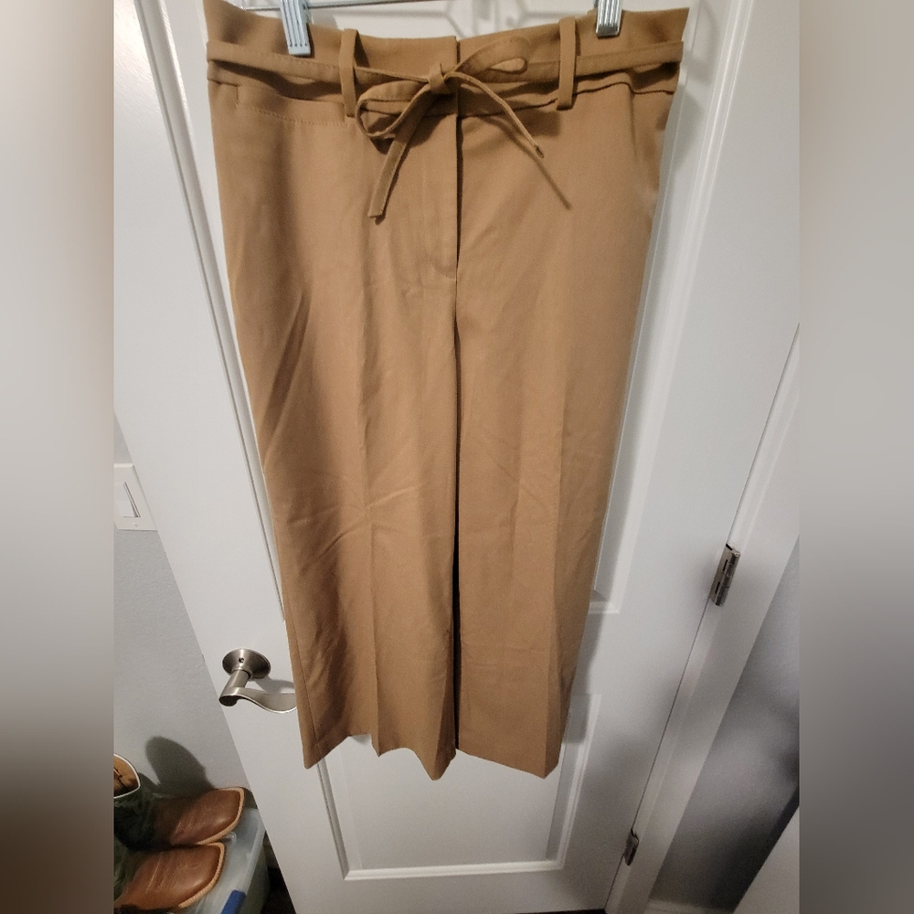 White House Black Market Luxe Flannel Crop Day Pant Camel 2R